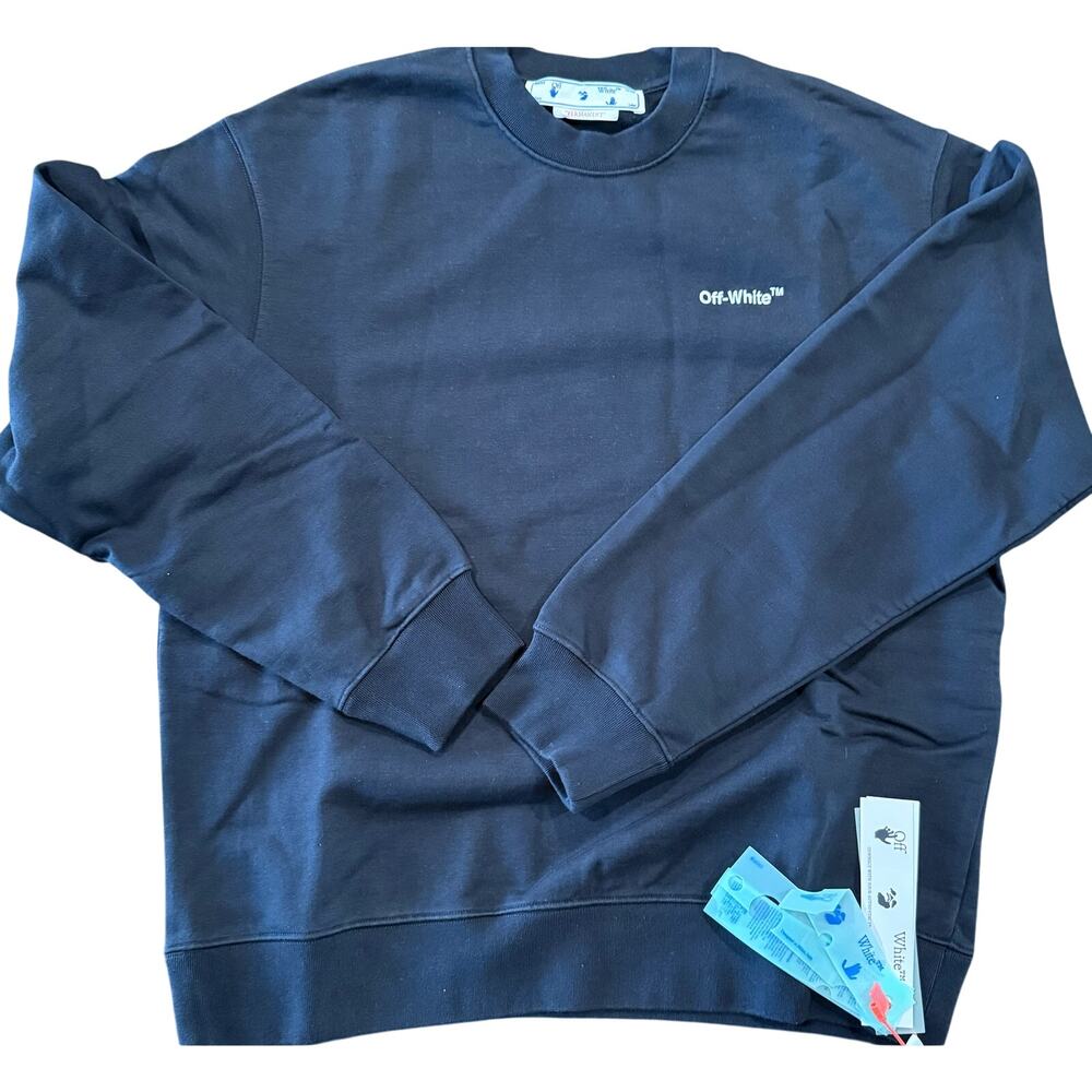 Off White Helvetica Logo Slim Crewneck *NEW WITH TAGS*SIZE XL - Picture 2 of 10